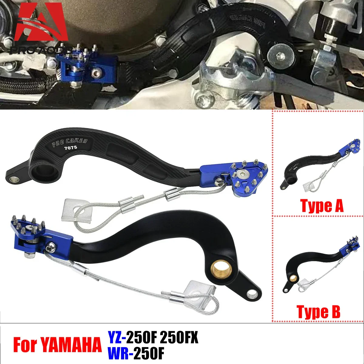 

For Yamaha YZ250F 2010-2020 YZ250FX 2015-2019 WR250F 2015-2019 Sturdy Durable Motorcycle CNC Aluminum Rear Brake Pedal Lever