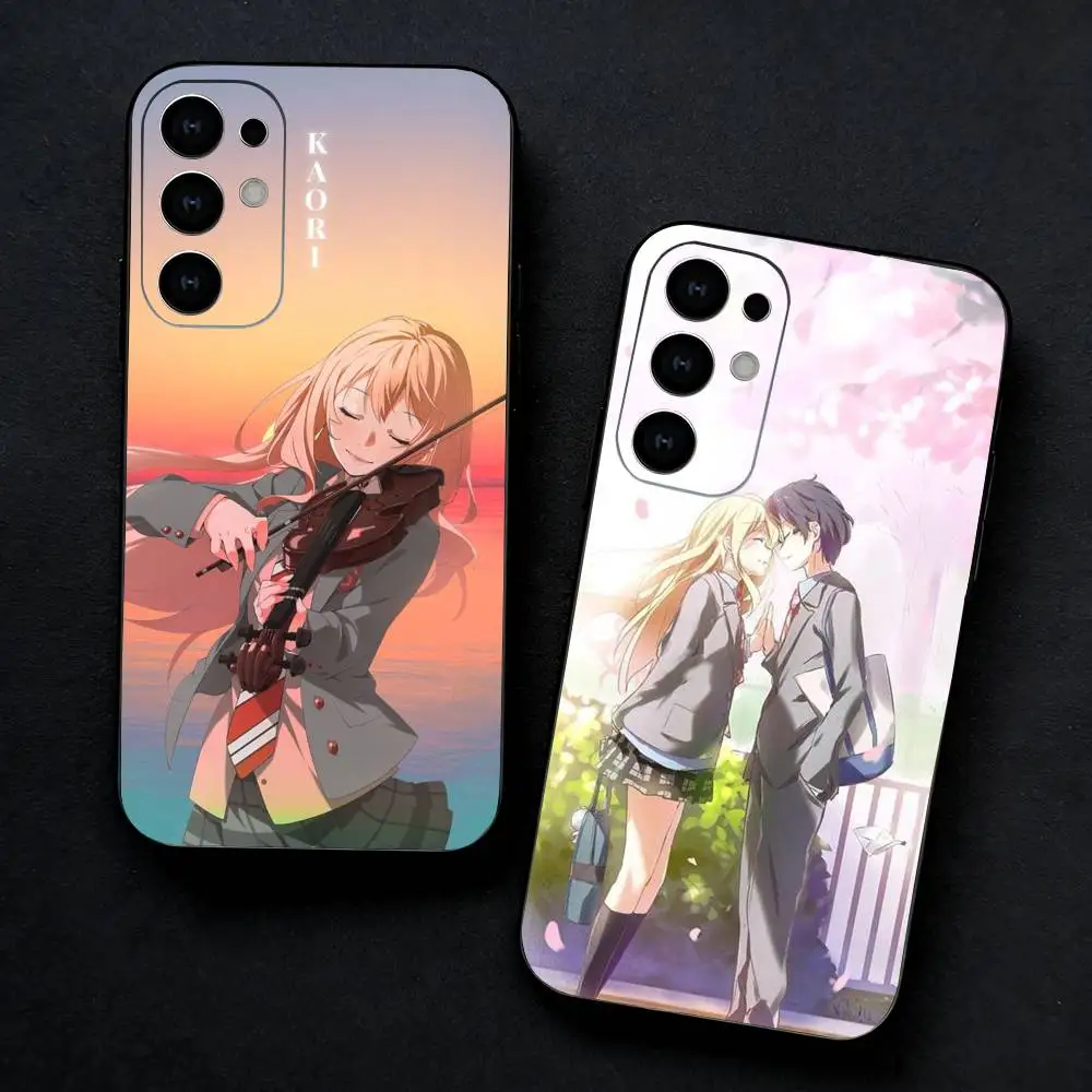 Amine Your Lie In A-Aprils Phone Case For Samsung S25,S24,S23,S22,S21,S20,Ultra,Plus,FE Black Soft Cover