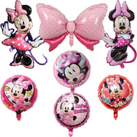 Disney Pink Minnie Bow Aluminum Film Balloon Girl Princess Birthday Party Decoration Baby Shower