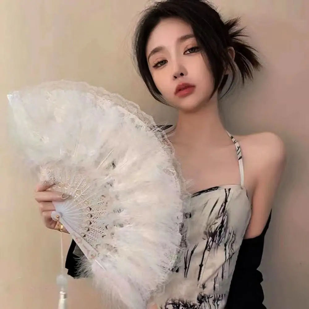 

Elegant Vintage Hand Fan Multicolor Photography Prop Wedding Party Bride Fan Lace Chinese style Hanfu Accessories
