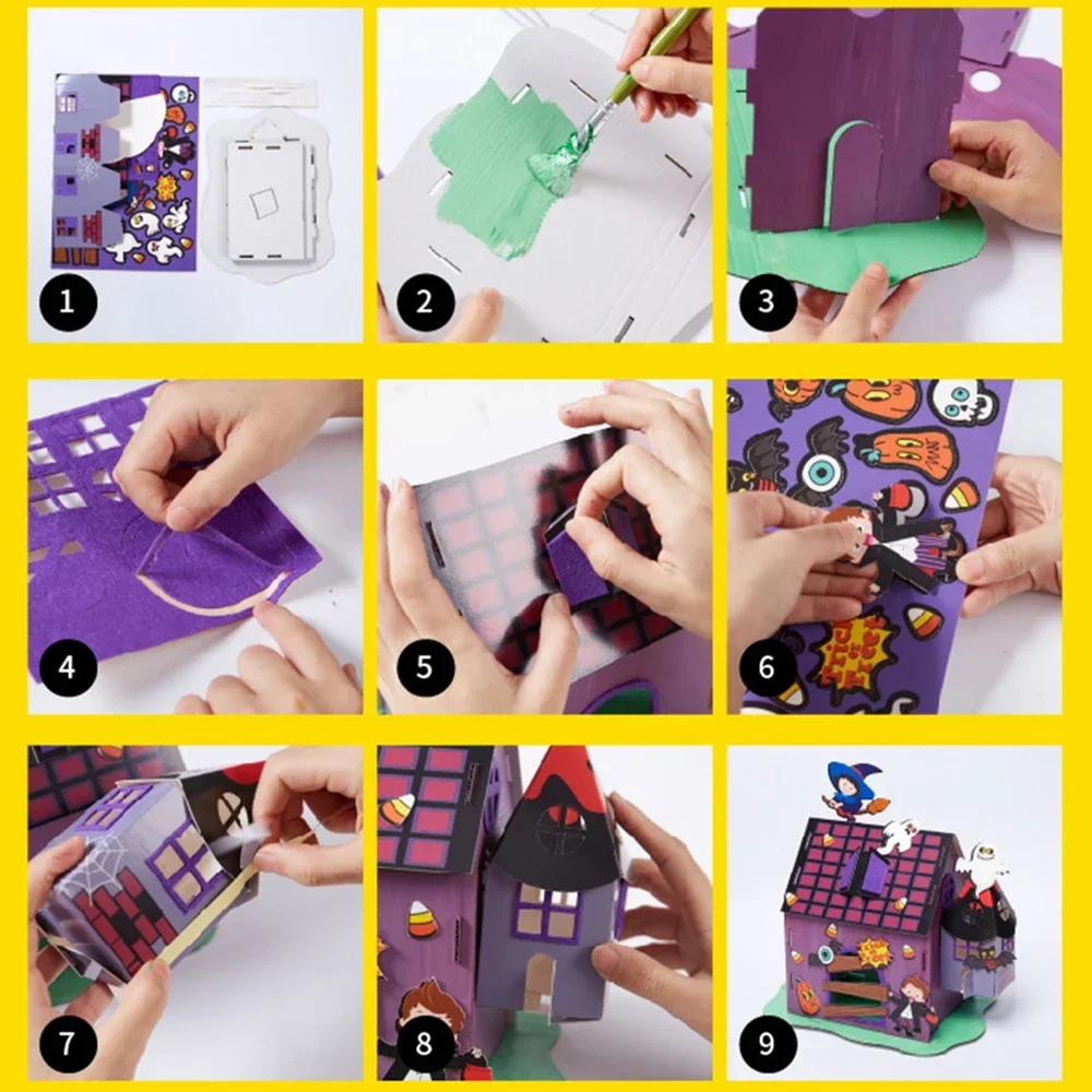 DIY Craft zabawki na Halloween dzieci ręcznie robione 3D magiczny dom zabawki edukacyjne dla dzieci prezenty na Halloween dekoracje na imprezę Halloween