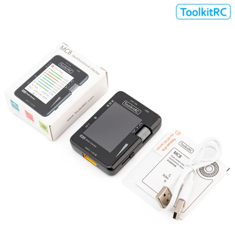 ToolkitRC MC8 Mini Size Cell checker 32 Bit Battery Multi-Checker PWM Output PPM SBUS Readout With USB-C Fast Charging