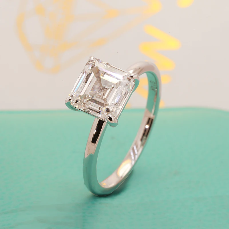 14k White Gold 1CT EF / VS Asscher Cut CVD&HPHT Lab Grown Diamond Jewelry Diamond Engagement Ring Gift For Her IGI Certificate