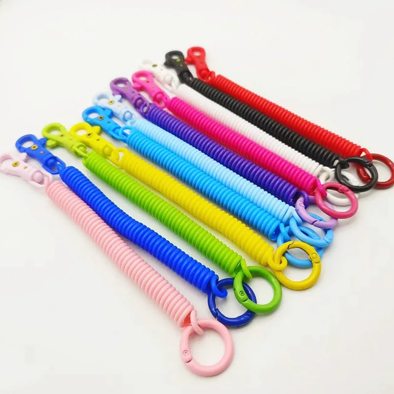 1pcs Coil Springs Keychain Retractable Coil Springs Keyrings With Metal Clasp Portable Multi-Functional Key Chains For Car Keys