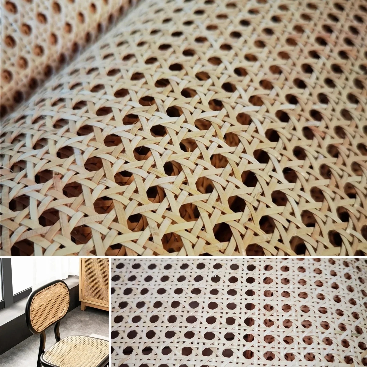 90cm Wide 3.1-5.7 Meters Real Natural Cane Webbing Roll Rattan Wicker Chair Repairing Cabinet Door Decorative Panel Material