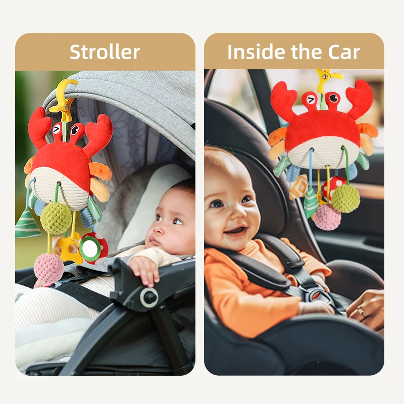 ألعاب قطيفة لتزيين عيد الميلاد للأطفال، لعبة عربة الأطفال مع تفاصيل حسية، ألعاب مقعد السيارة، ألعاب خشخيشة معلقة لسرير الأطفال المحمول، Newb #4