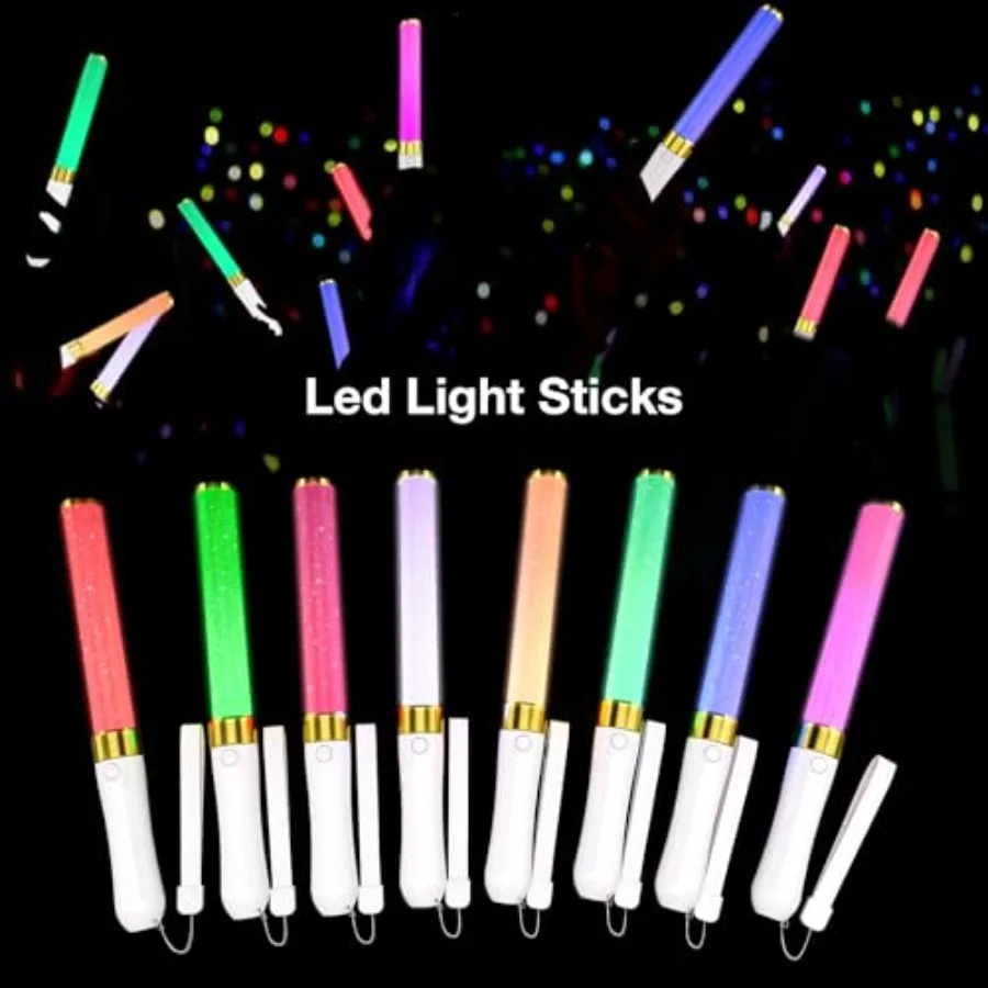 2-pack LED-lichtstokken 15 kleuren herbruikbare Glow Sticks Glow feestartikelen voor bruiloft verjaardag Raves Halloween Kerstmis Nieuwjaar