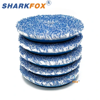 Sharkfox 5 adet/grup 5/6 inç Mikrofiber Parlatma Pedi Arabalar Için Vücut Cilası Balmumu Tampon Pedi Yıkama Temizleme Mikro Fiber Parlatma