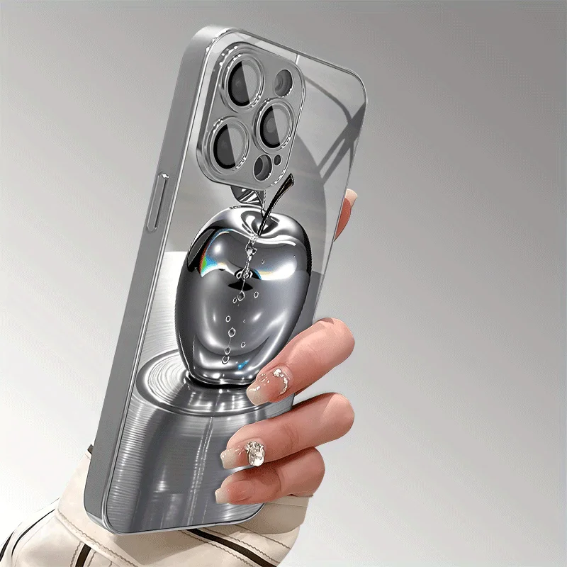เคสโทรศัพท์ลายหยดน้ำแอปเปิ้ลสแตนเลสสุดเท่ สำหรับ iPhone17 16 15 14 13 12 11promax Plus