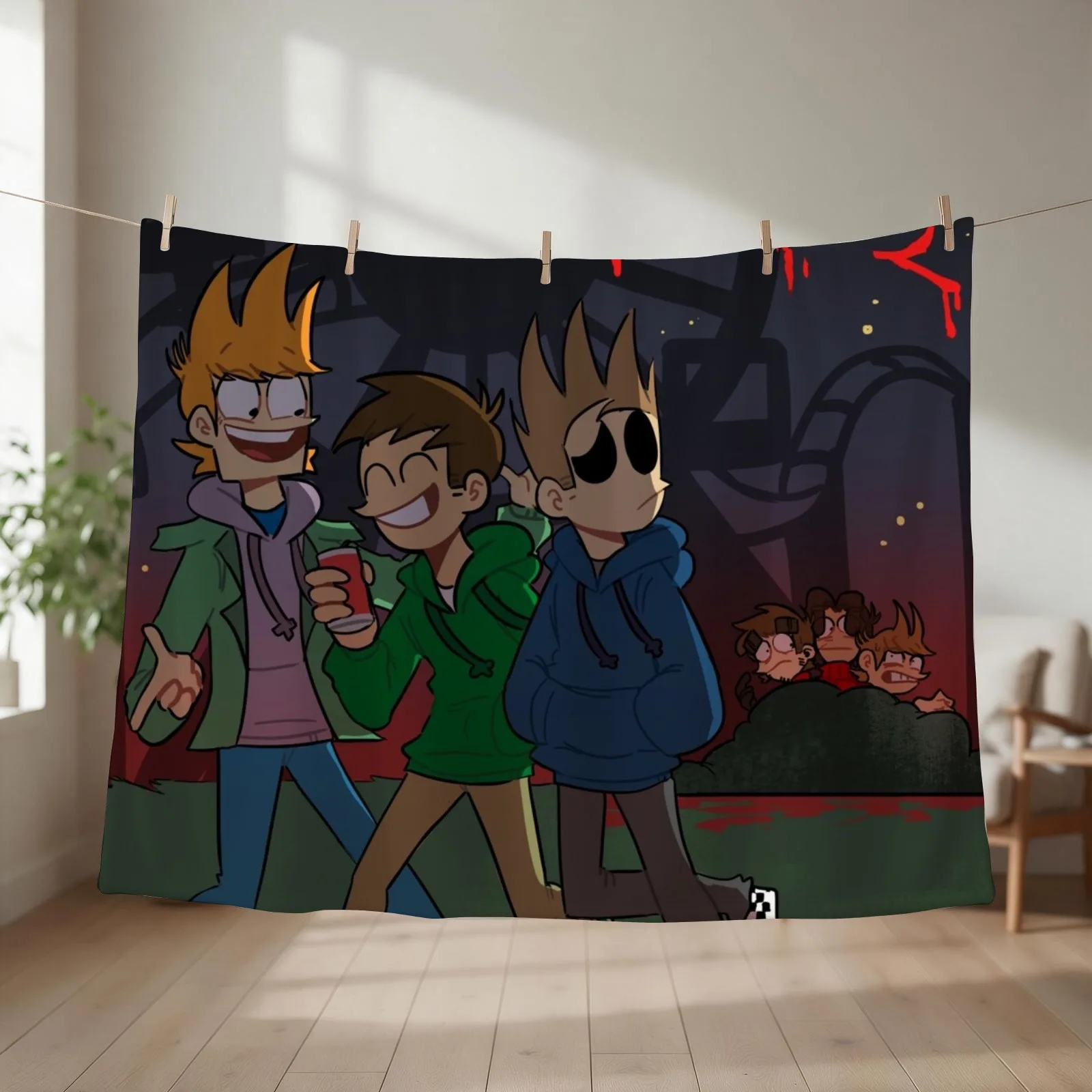 Eddsworld main characters Throw Blanket couch cozy soft plush fuzzy picnic outdoor blanket