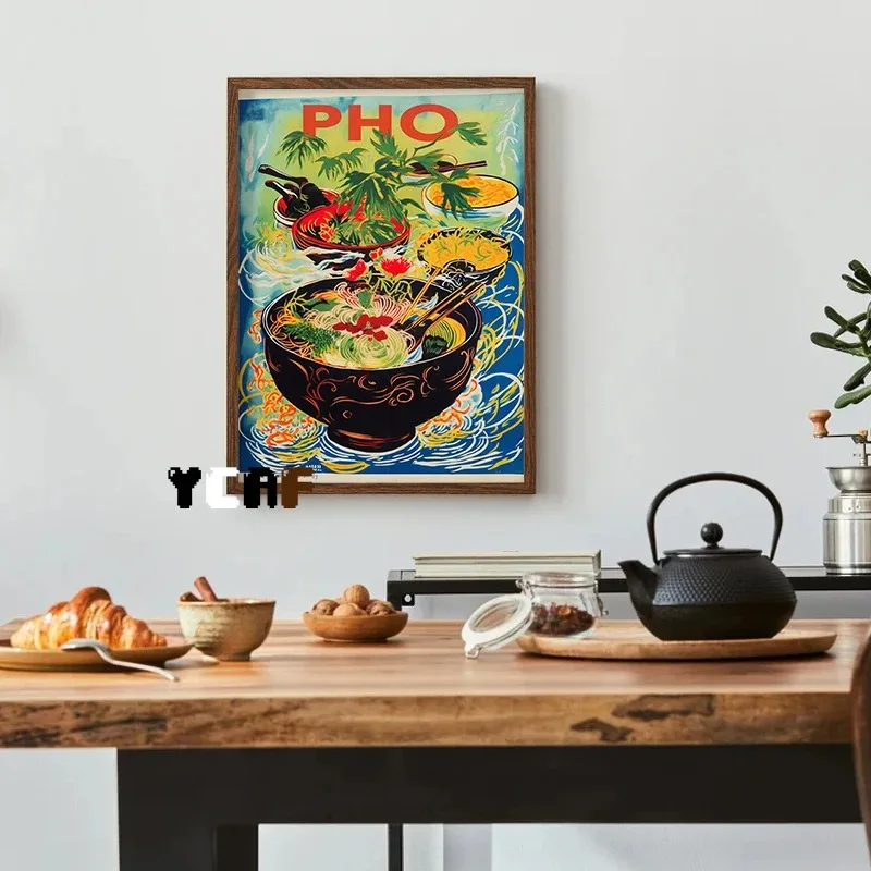 1pc frameless Vintage Japanese Food Poster Canvas Printing Vintage Fish Sushi Lamian Noodles Wall Decor Vintage Japanese Style K