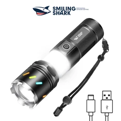 SMILINGSHARK SD5266 Zoomable Rechargeable Flashlight,COB Floodlight Torchlight, with Power Bank, for Outdoor Camping