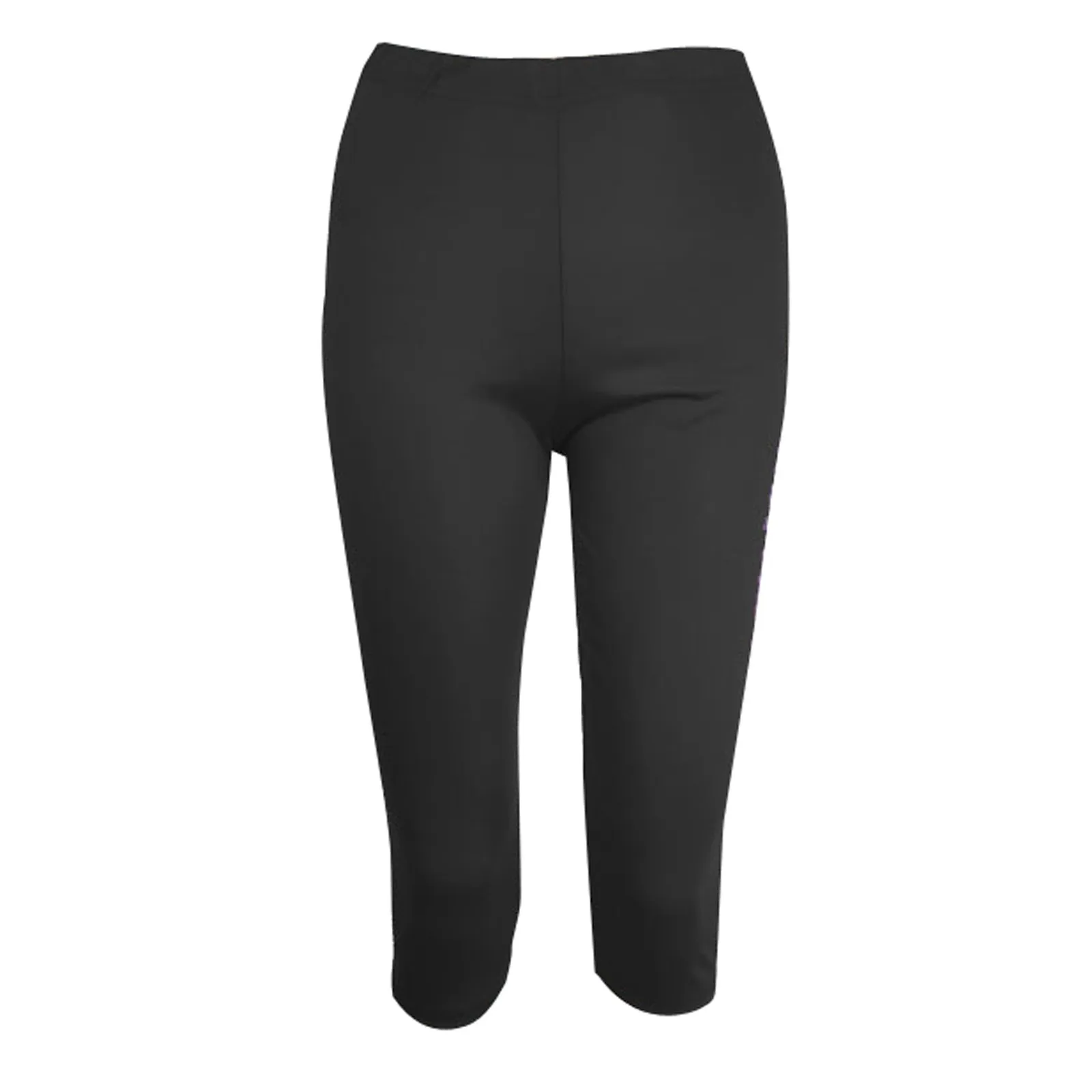 Women Solid Color Breeches Knee Leggings Elastic High Waist Sports Tights Outdoor Sports Fitness Sports Leggings Slim Trousers