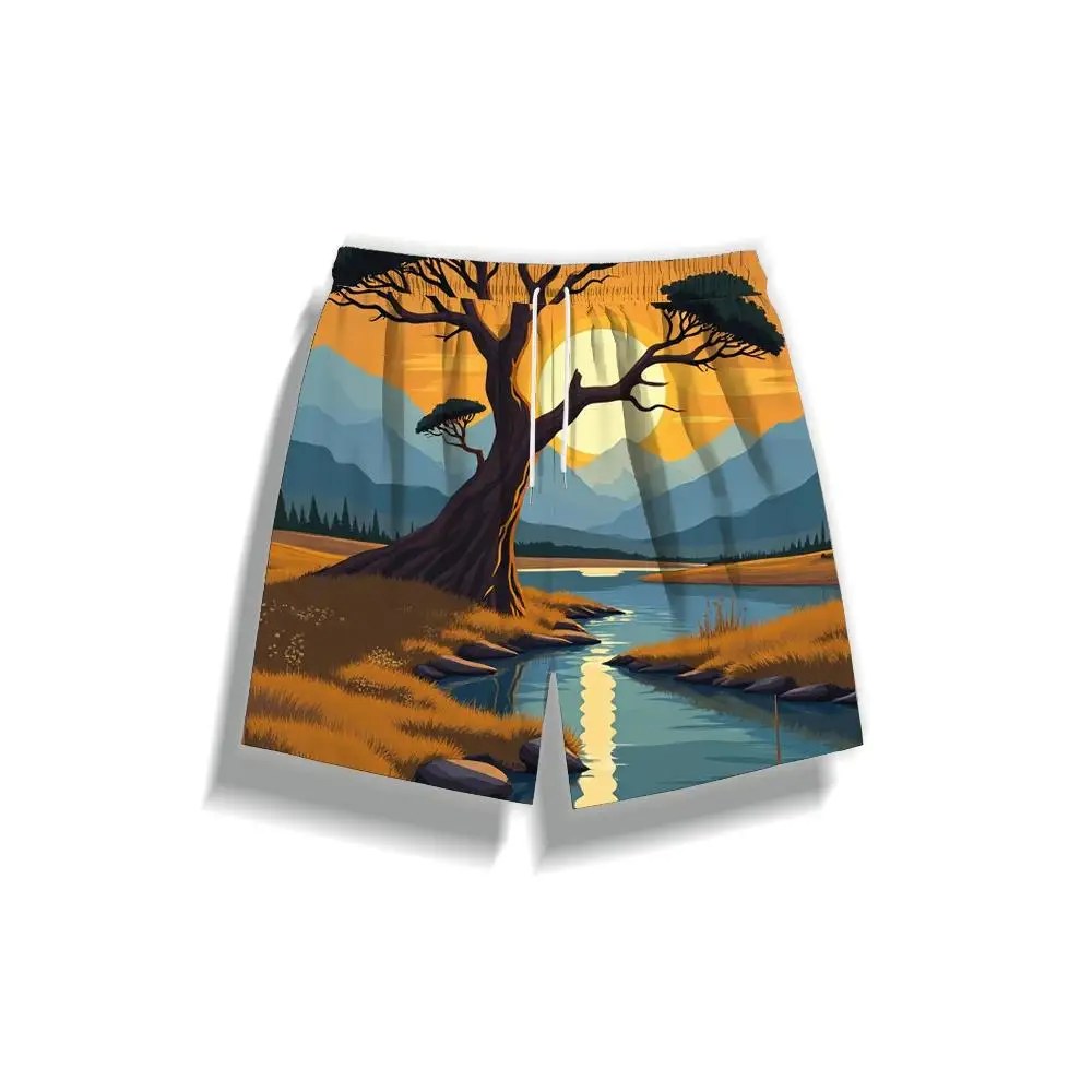 

1pcs Men's Short swim trunks2026 Summer 3D Printed Short sleeve Quick drying Pants Polyester running Breathable Pants