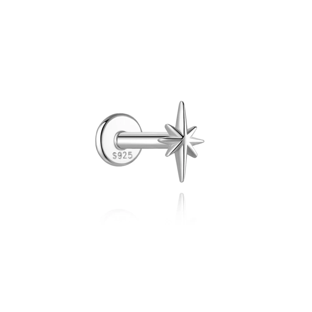 CANNER Silber 925 Sterling Piercing für Frauen, Herz-Ohrstecker, Schmuck, flache Rückseite, Ohrstecker für Helix, Tragus, Daith