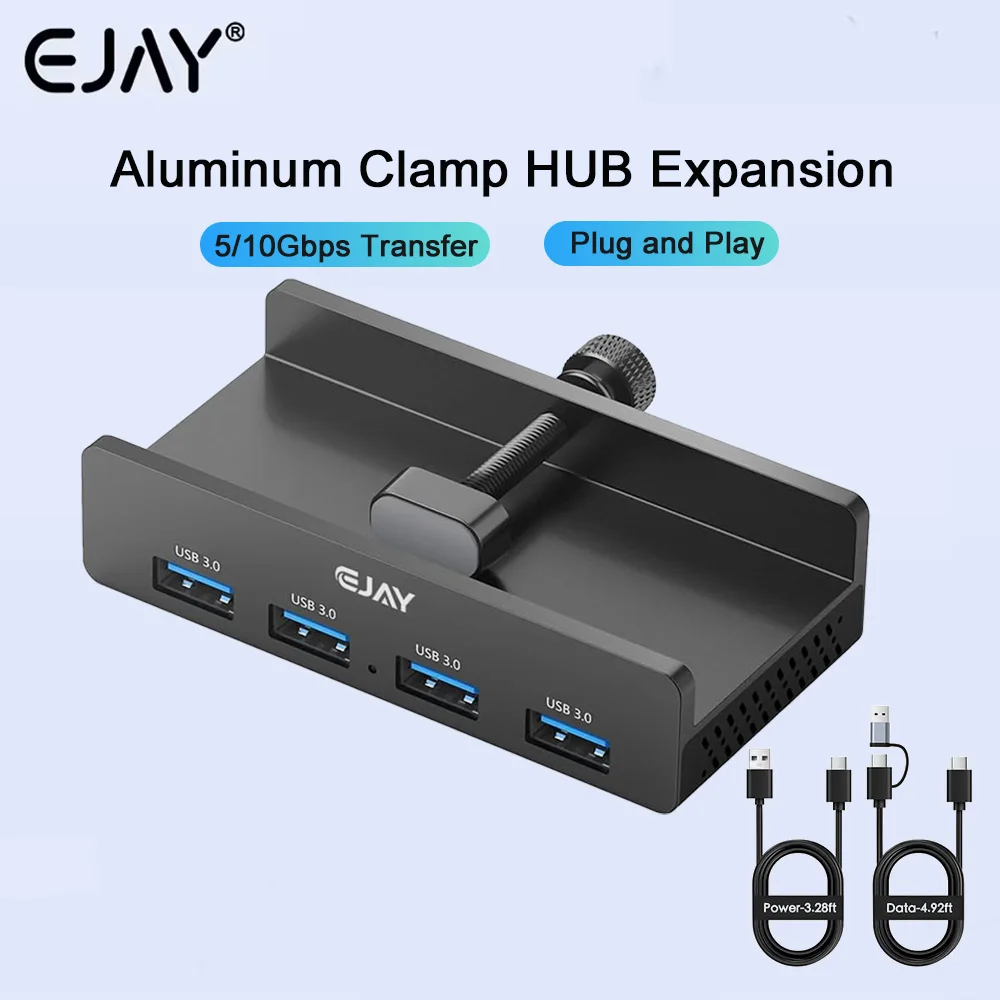 EJAY 5/10Gbps Clamp HUB USB3.2/3.0 Splitter Adapter Universal External Multi Clip Dock For iMac Macbook Desktop PC Accessories