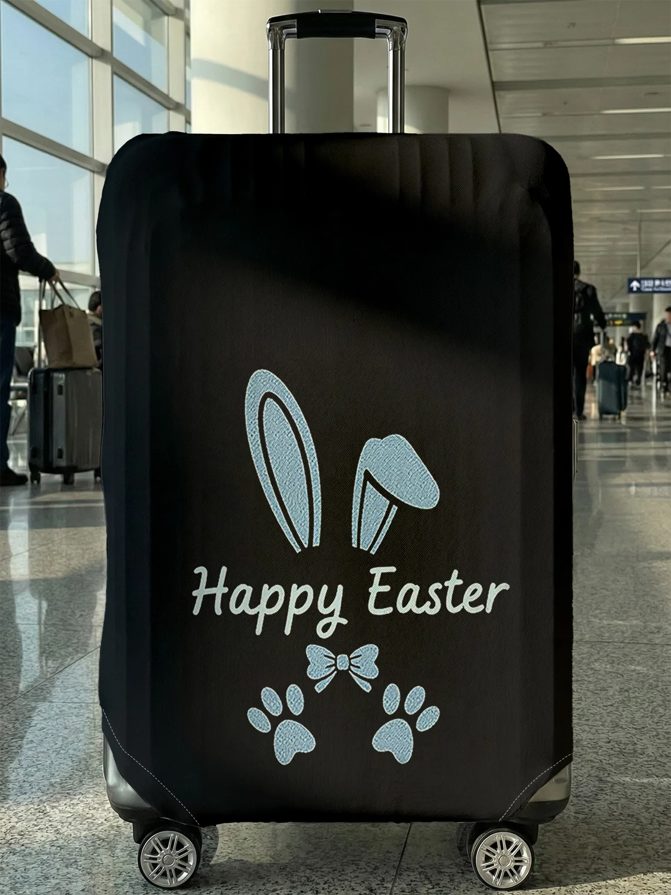 

Чехол для багажа с принтом лапки кролика Happy Easter Bunny, подходит для чемоданов 18-32 дюймов, чехол на ручку чемодана, дорожные аксессуары
