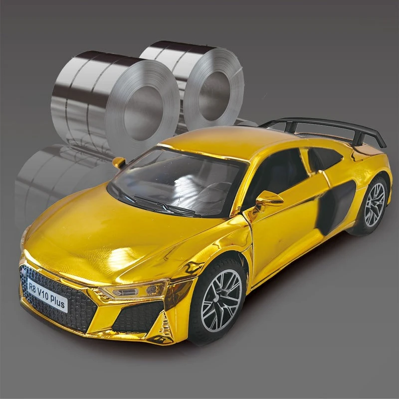 1:32 R8 V10 Plus 合金ダイキャストスポーツカーモデルおもちゃ、サウンドライト付きプルバックおもちゃ車、男の子向けシミュレーション車両