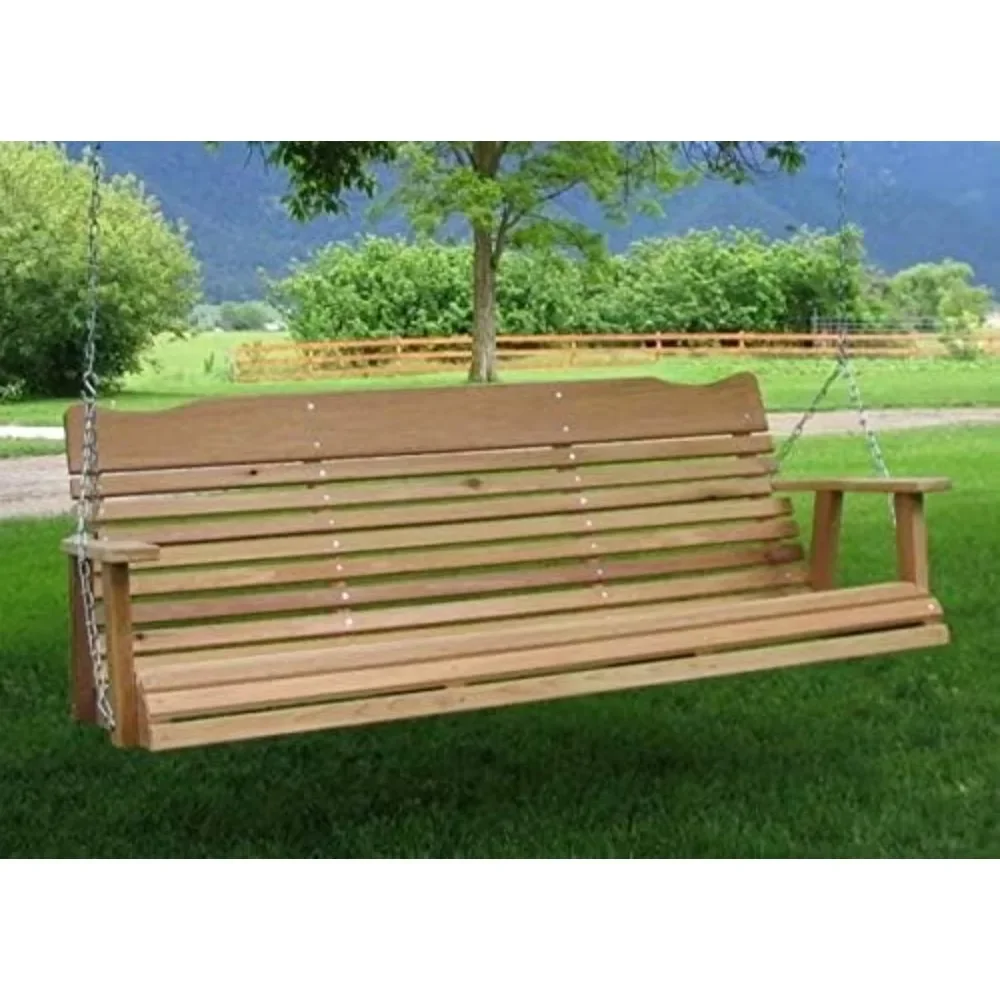 5 Foot Natural Cedar Porch Swing, Crafted, Includes Chain & Springs，