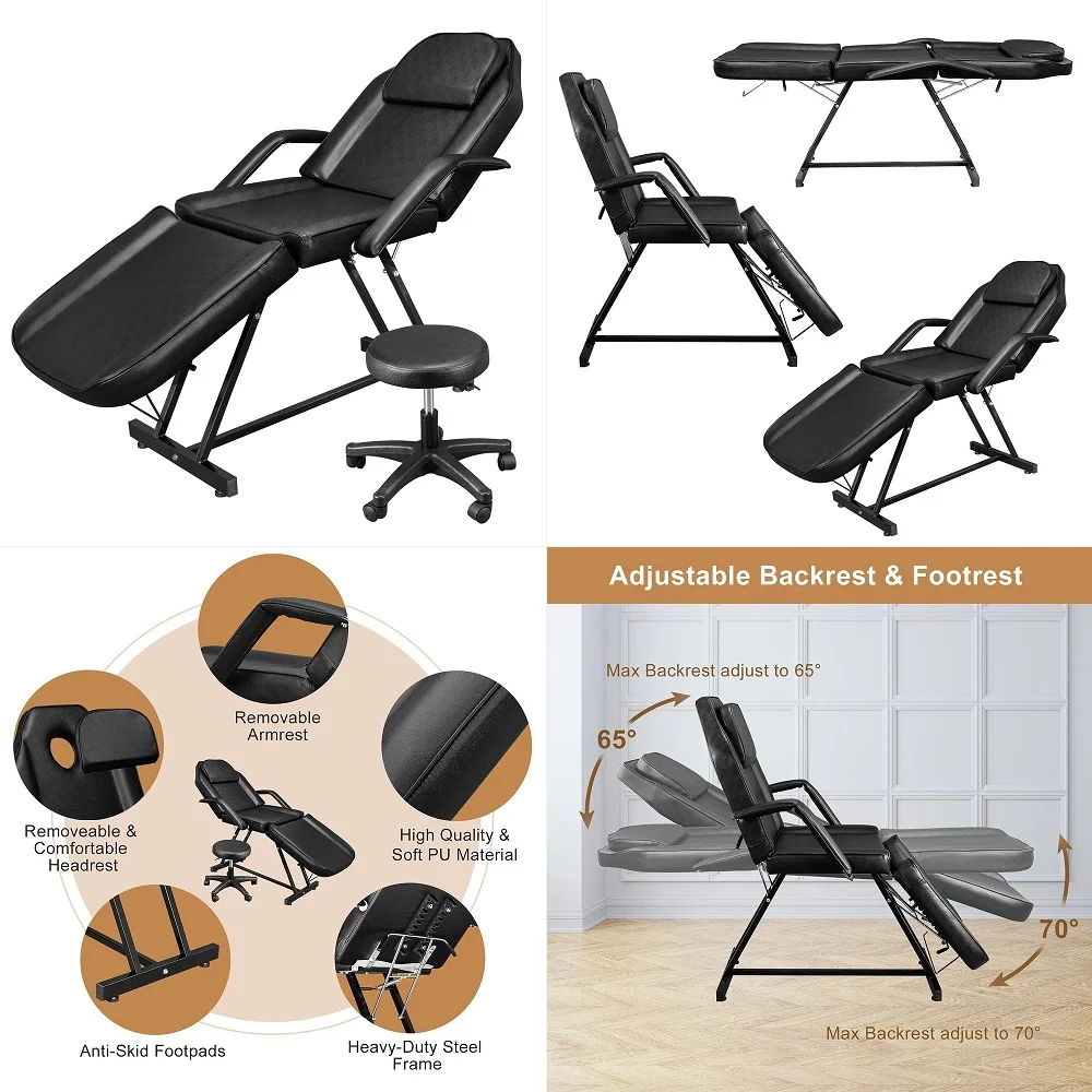 

PVC Faux Leather Drafting Chair Set of 4 Rolling Swivel Salon Stool with Back Foot Rest Adjustable Hydraulic Seat Height 30 Inc
