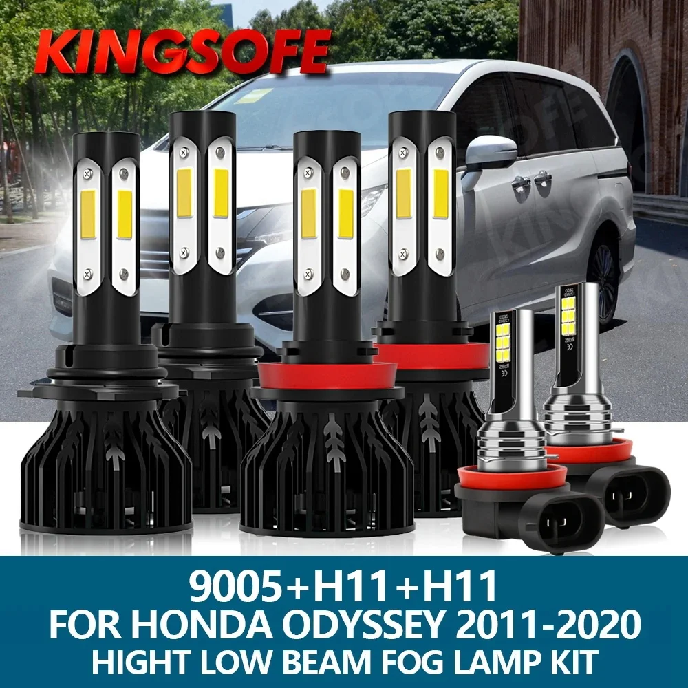 Лампы для фар Roadsun COB Chip для Honda Odyssey 2011-2020, 4-гранный светодиодный планка 9005 H11, авиационный алюминий, 6000 К