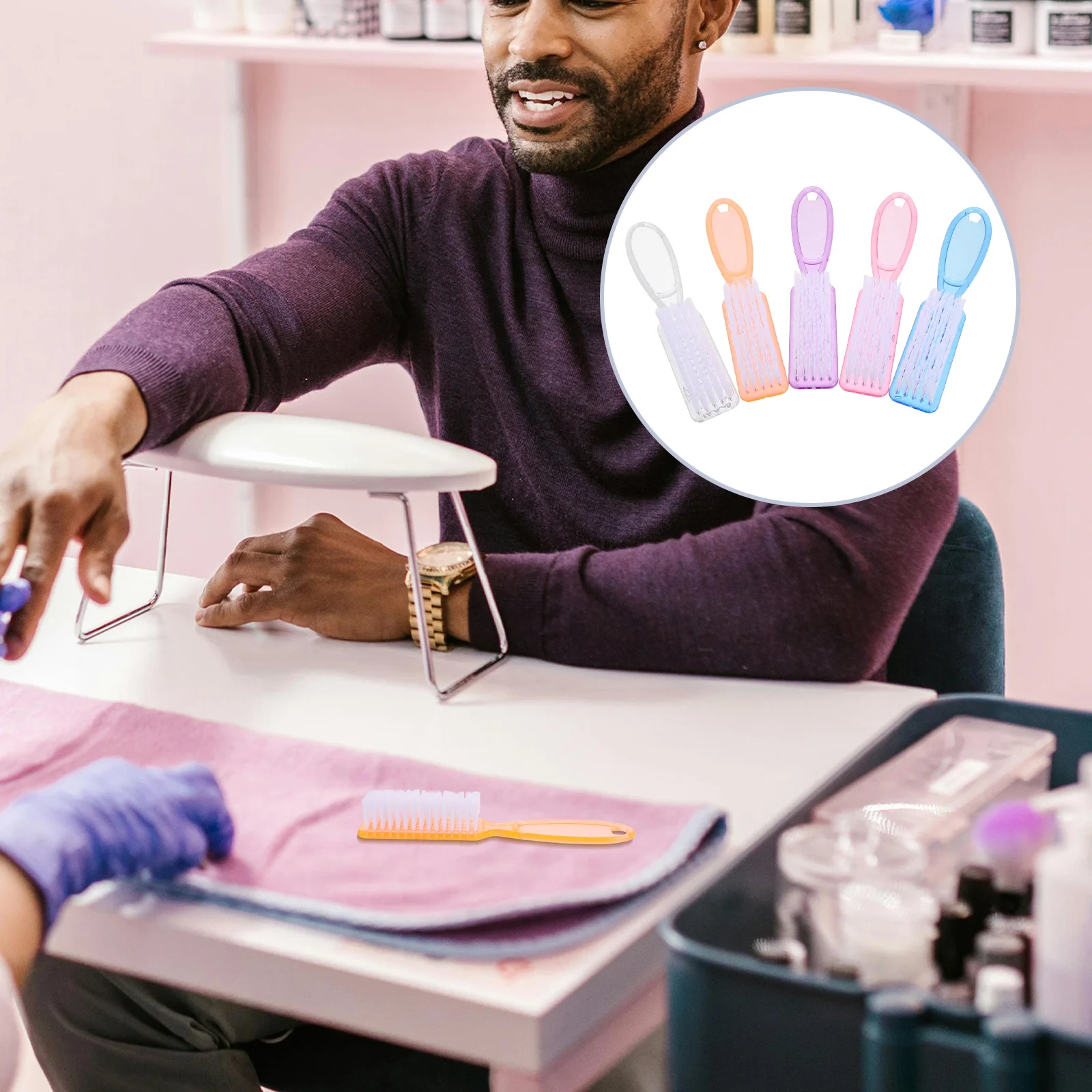 

10 шт. пластиковая щетка для пыли для ногтей, многоразовая и легко моющаяся для беззубых рабочих мест, подходит для профессионального и ухода за своими руками