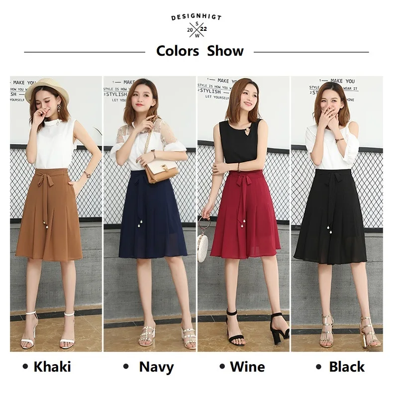 Summer Women Loose Chiffon Shorts New Korean Elastic High Waist Wide Leg Trousers Thin Skirt Shorts Streewear 4Colors