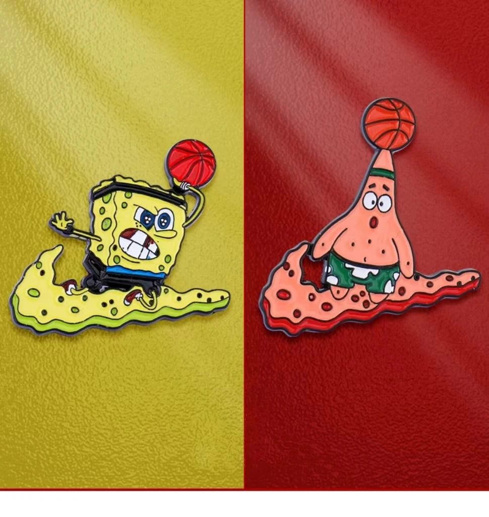 2pcs SpongeBob Enamel Lapel Pins Brooch for Caps Clothes Backpack Alloy Badge Best Gift for Boy Man Child Wholesale