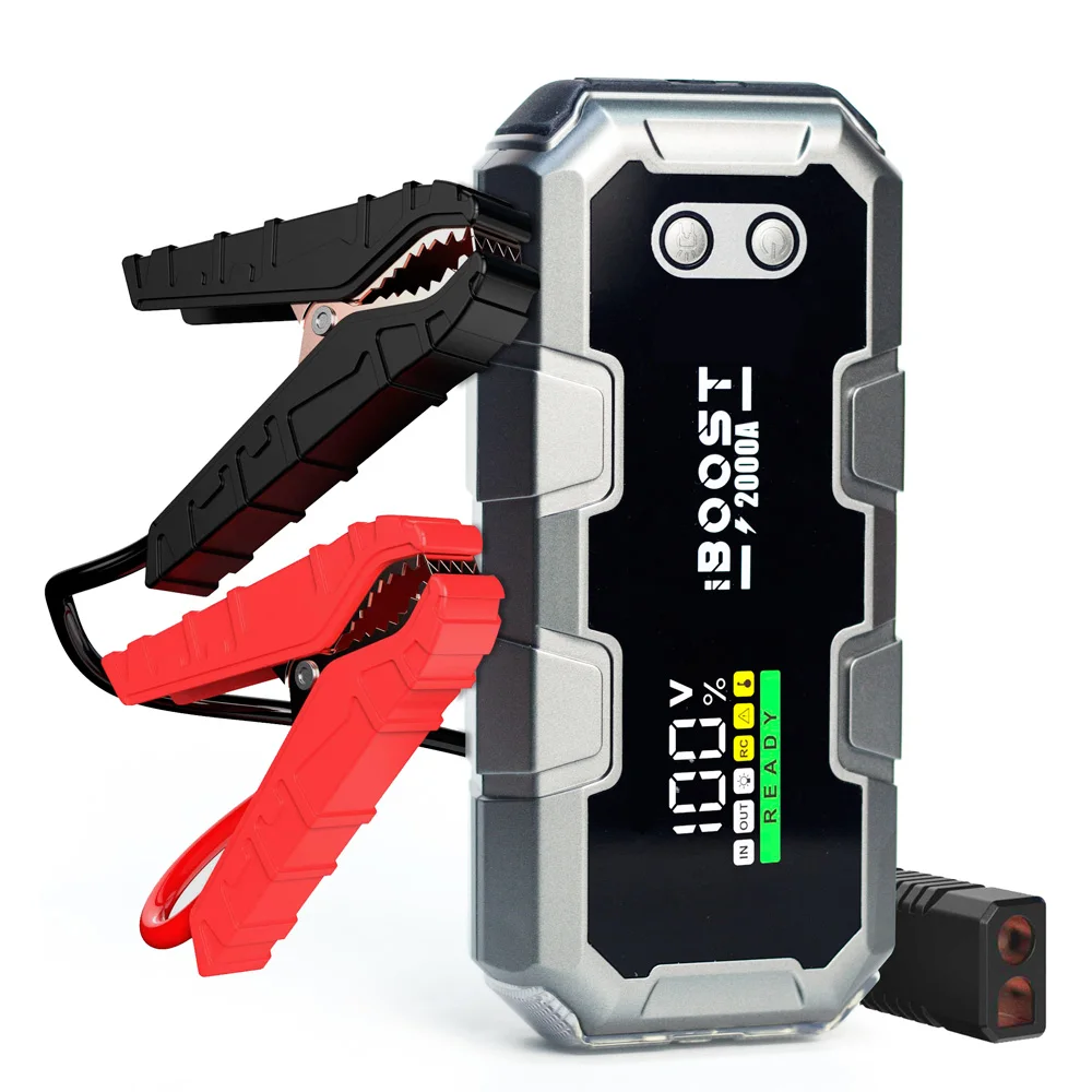 12V 2000A Super Capacitor Car Jump Starter 16000mAh PD45W Fast Charge Power Bank 4 In 1 LED Emergency Light Auto Battery Booster