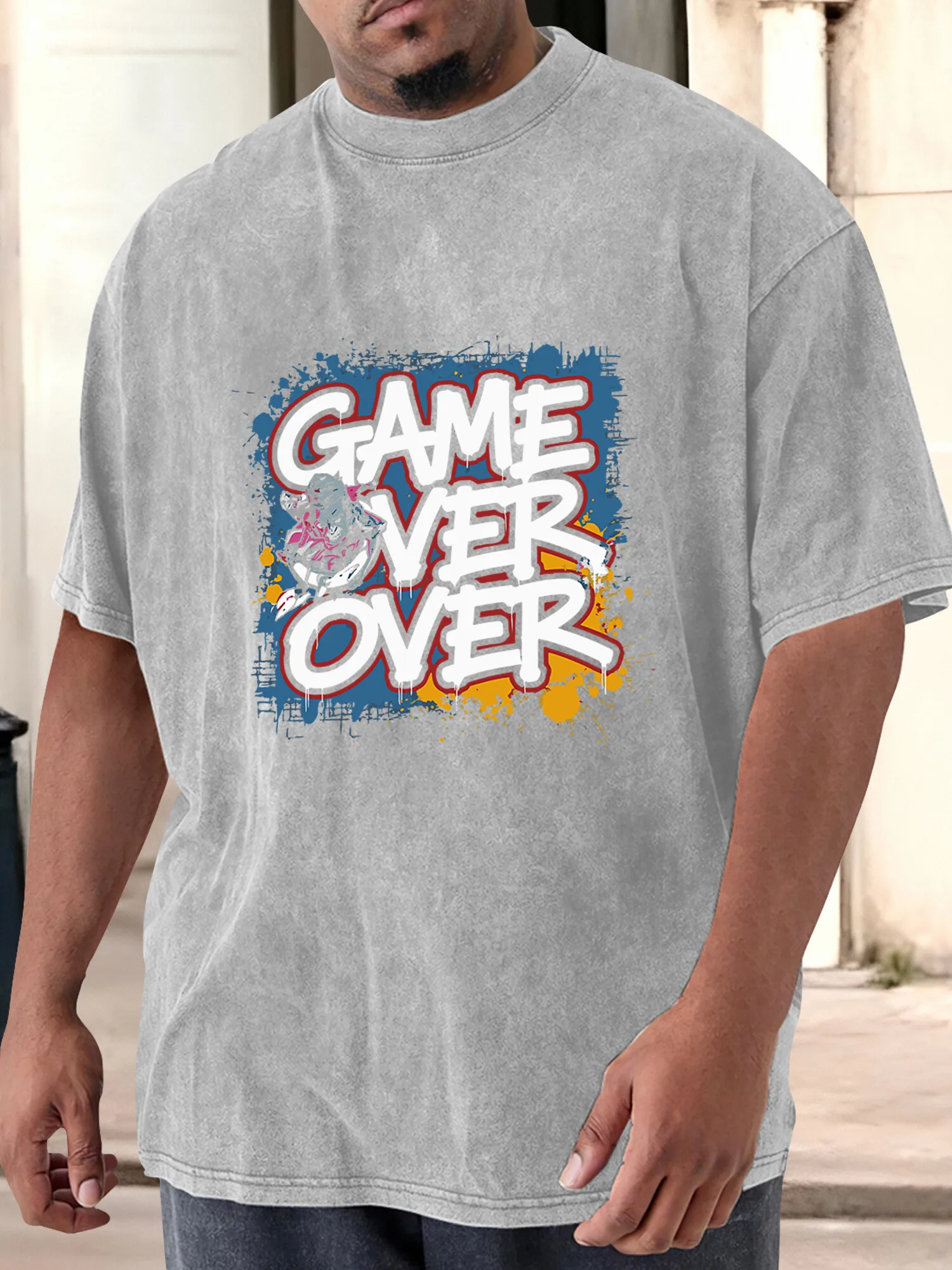 Vintage Washed Pure Cotton T-Shirt with a Fun 
