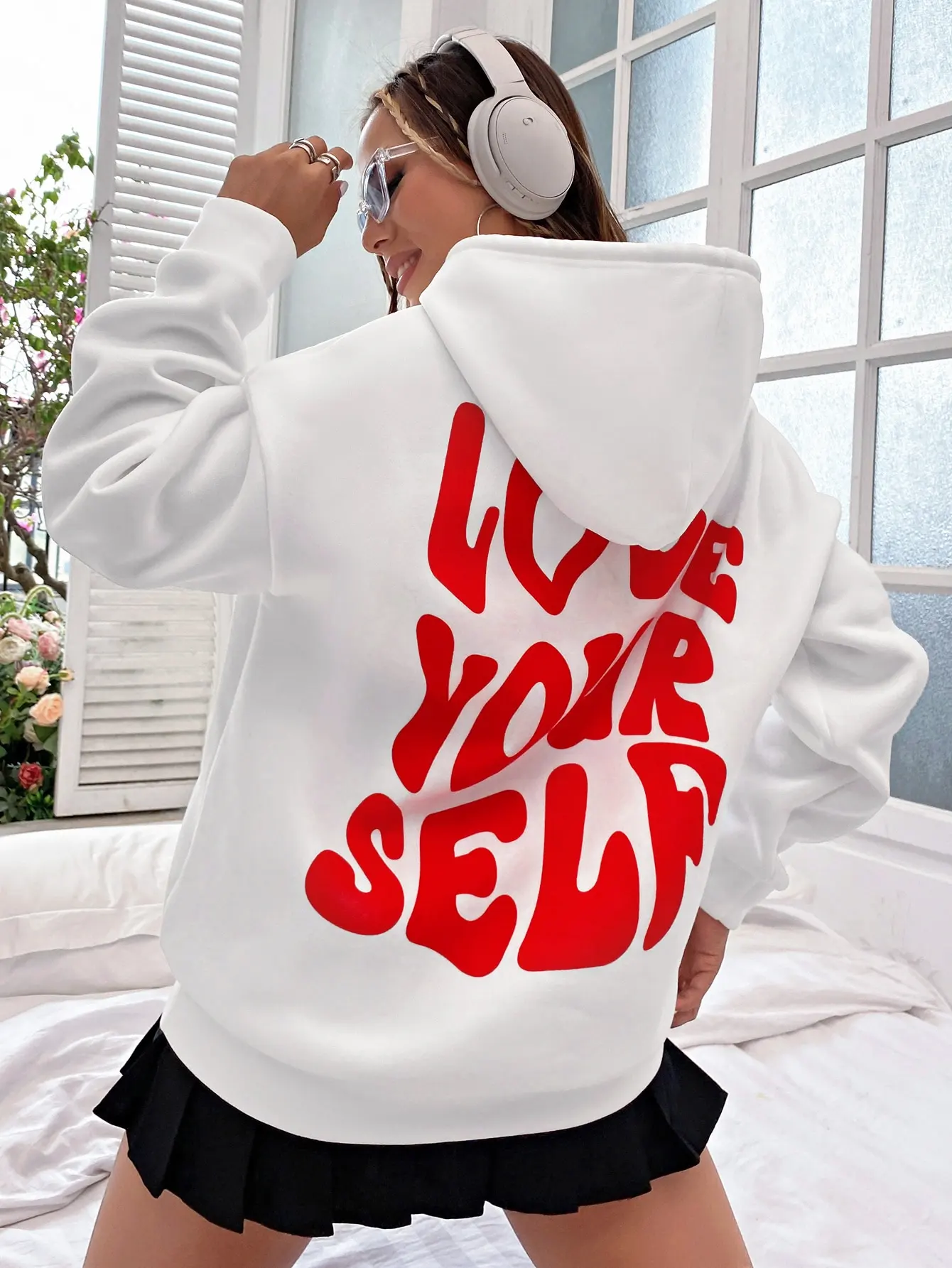 Love Yourself Cotton Printed  Hoodies Casual Oversized Pullovers Trend Comfortable Tracksuit Daily Harajuku Women Sweatshirt