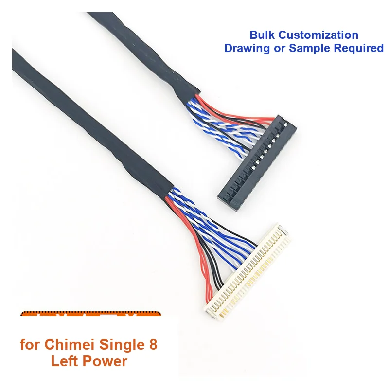 FIX30P-SI8 Single 8 Low-Resolution LVDS Display Cable 400mm for Chimei V320B1-L010 V270B1 LCD