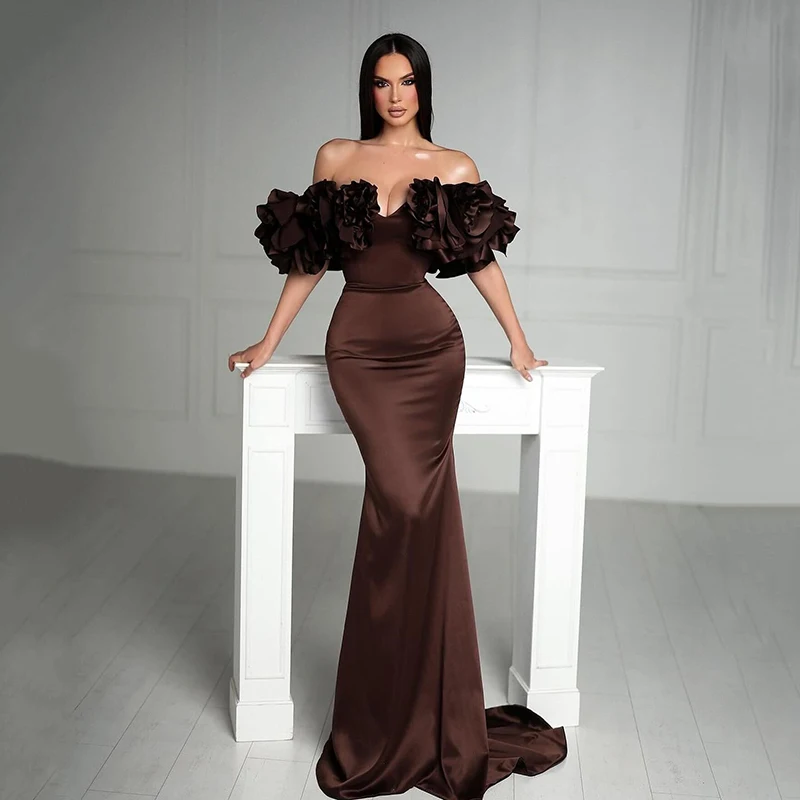 

Thinyfull Sexy Mermaid Prom Dresses 2024 Off The Shoulder Ruffled Night Evening Dress Formal Cocktail Party Prom Gowns Plus Size