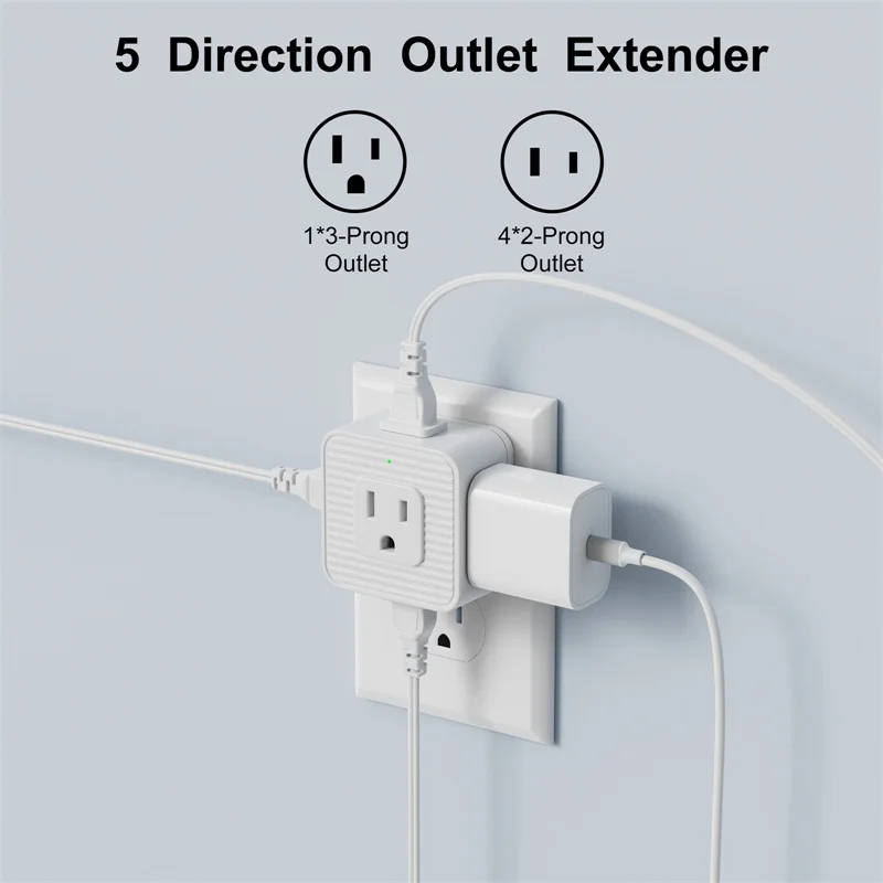 Extensor de toma de corriente múltiple, extensor de salida de pared, divisor de salida eléctrico pequeño, Universal, para el hogar y la Oficina