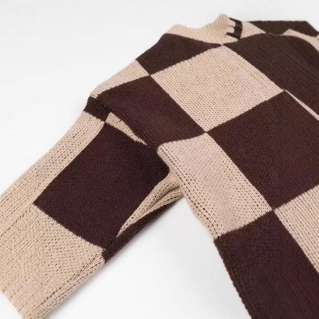 

Свободный вязаный свитер для девочек в корейском стиле с клетчатым узором, повседневный универсальный топ на весну и осень