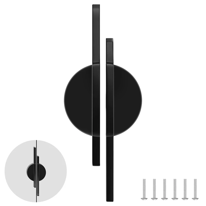 Pegangan kabinet ABNO-2, pegangan kabinet hitam setengah bundar, tarikan kabinet hitam Matte untuk lemari dan lemari 2-1/2 inci (64 Mm)