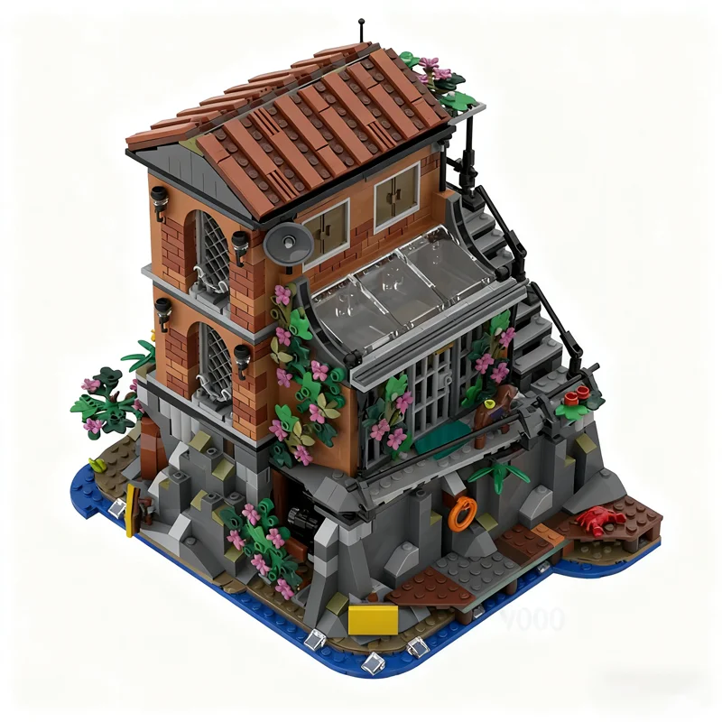 1313 pz MOC Agente Segreto S Casa Modulare Paesaggio Stradale Modello Building Blocks Costruzione Regalo Di Natale Giocattoli Idea Educazione Mattoni