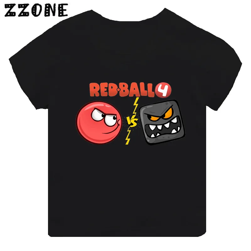 Hot Sale Red Ball 4 Print Cartoon Kids T-shirt Funny Girls Clothes Baby Boys Black Short Sleeve T shirt Children Tops,TH5849