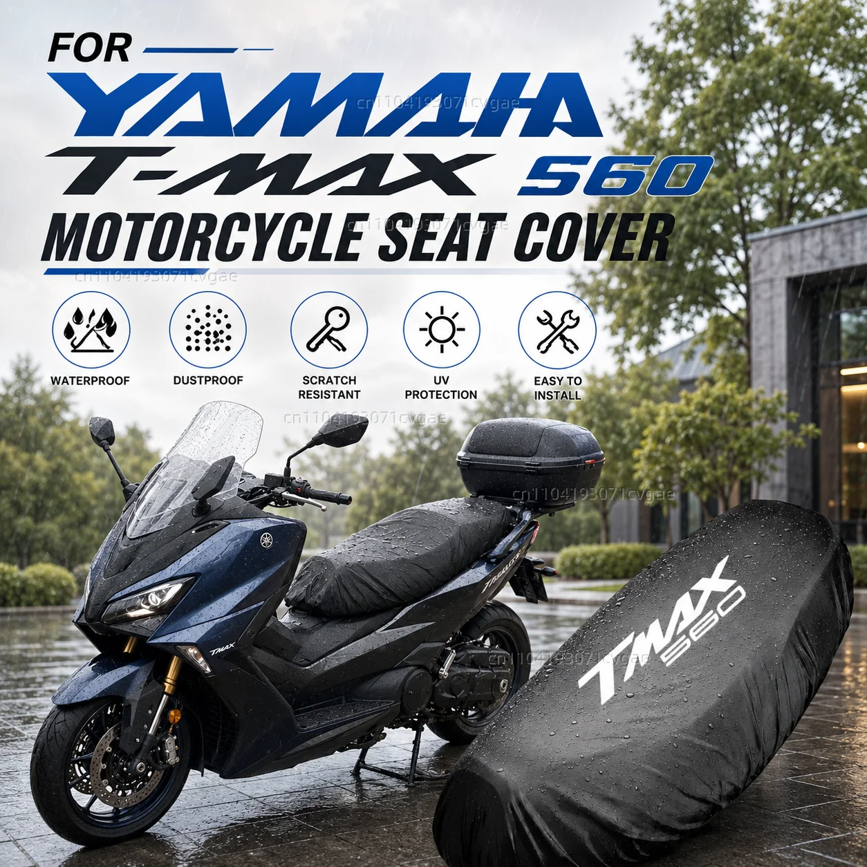 Capa de Assento Impermeável para Motocicleta YAMAHA T-MAX TMAX 560 T max 560 T-Max560 TMAX560, Capa de Selim Preta 210D com Proteção UV