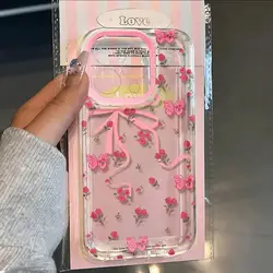 Full Screen Pink Flower Clear Space Phone Case For Samsung S10 S20 S21 S22 S23 S24 S25 Fe Plus Ultra A35 A20 Note10 20 4G 5G
