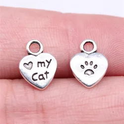 Accessories For Jewelry Love My Cat Paw Print Charms Items Accessories For Women 20pcs