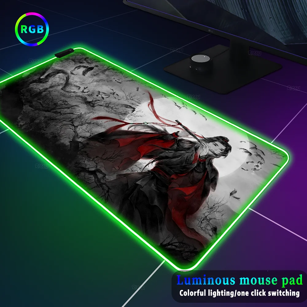 LED Backlight Mo Dao Zu Shi RGB Mouse Pad 600x1200mm Games Computer Desks Mat Rubber Mousepad Lighting Keyboard Non-slip Mat Rug