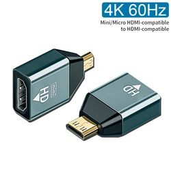 Mini adaptador Micro HDMI para ordenador portátil, convertidor compatible con tarjeta gráfica, cámara, Monitor de TV, adaptador HD, transmisión de Audio y vídeo, 4K, 60HZ