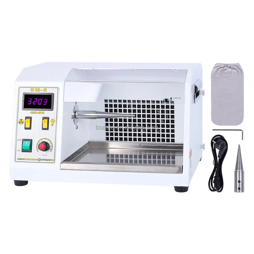 DM-8 Digital Inverter Dust Collecting Polishing Machine with Variable Speed for Jewelry Finishing 370W 4300RPM