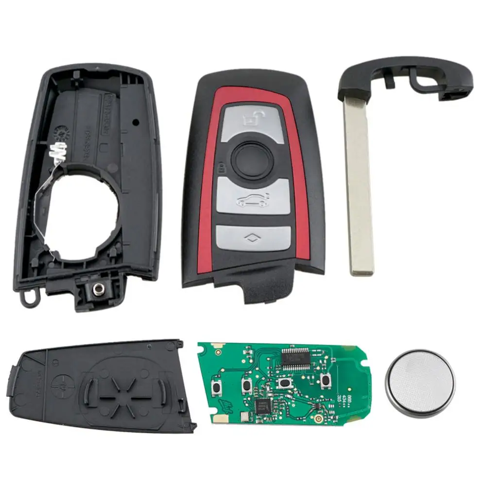 Custodia portachiavi per telecomando per auto a 4 pulsanti adatta per telaio BMW F FEM BDC CAS4 CAS4 Custodia protettiva per chiave 433 MHz con chip PCF7945