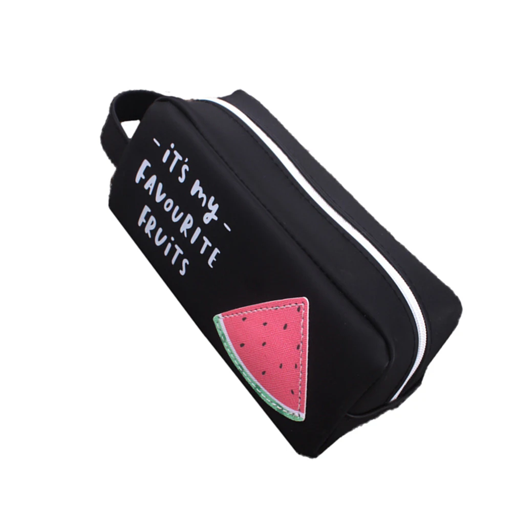 

Cute Watermelon Pattern Large Capacity Silicone Pencil Case Multifunctional Stationery Bag For Students Cell Phone
