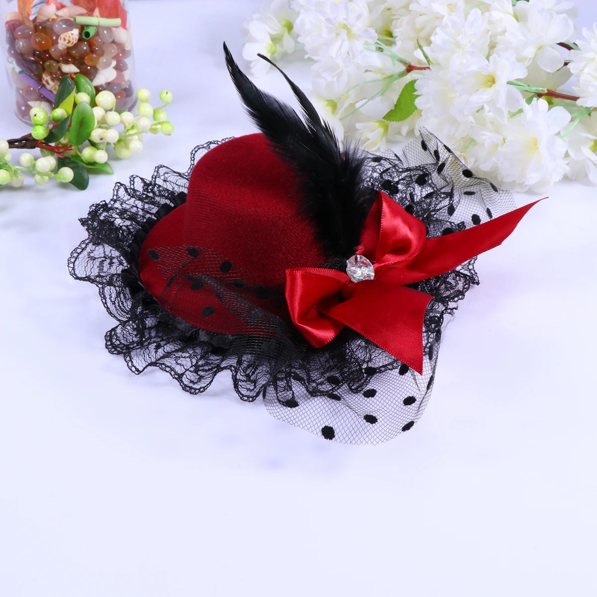 Bowknot كليب الشاش تصميم دبوس الشعر لأداء حفل زفاف قبعة دبابيس الشعر اكسسوارات النبيذ الأحمر