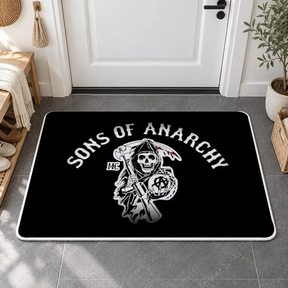 S-Sons of A-Anarchy Floor Mat Flannel Rug Soft Non Slip Door Mat for  Bedroom Living Room Entryway Home Decor Gift