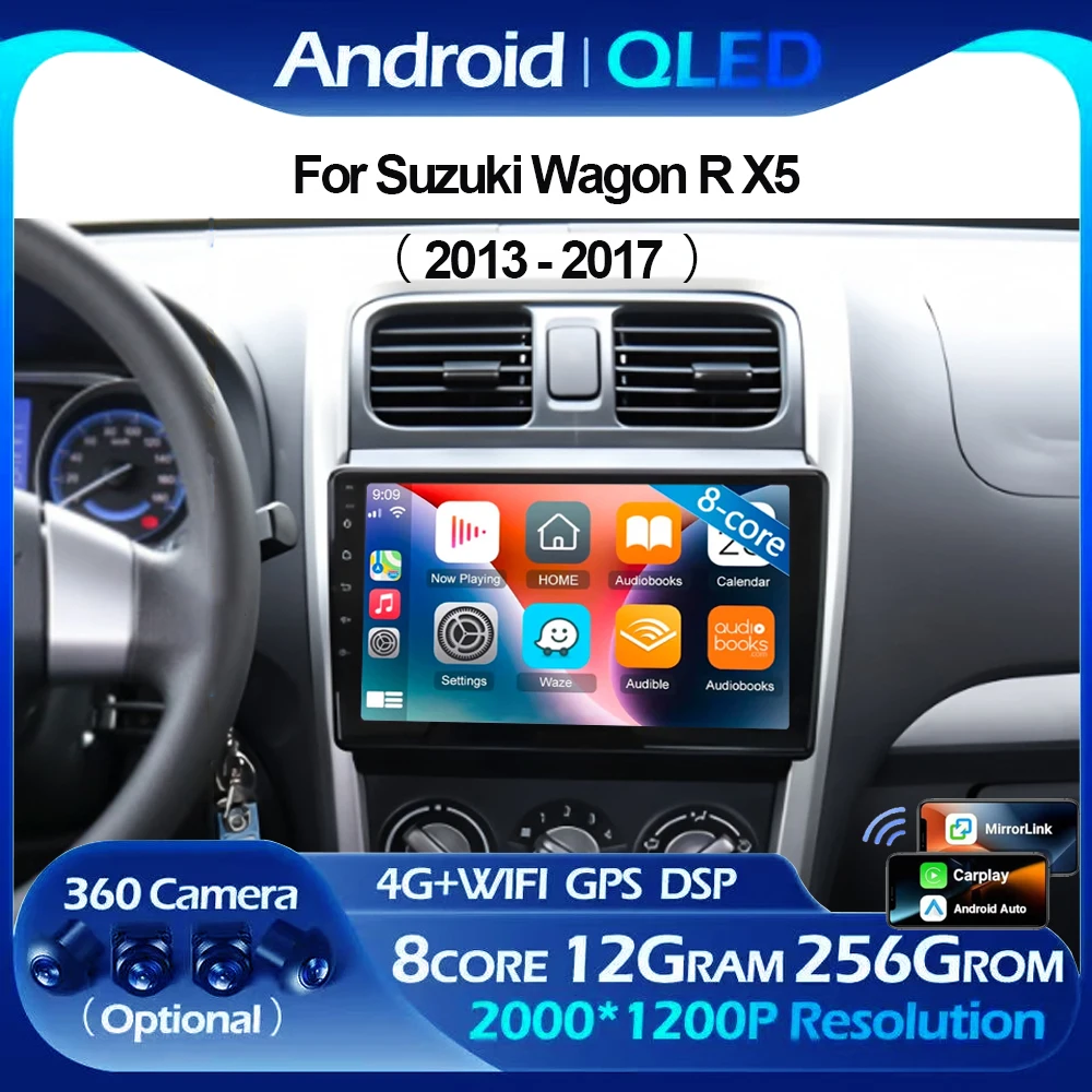 Android 16 Carplay 2DIN Car Radio For Suzuki Wagon R X5 2013 - 2017 GPS Navigation FM WiFi BT RDS Multimedia Player