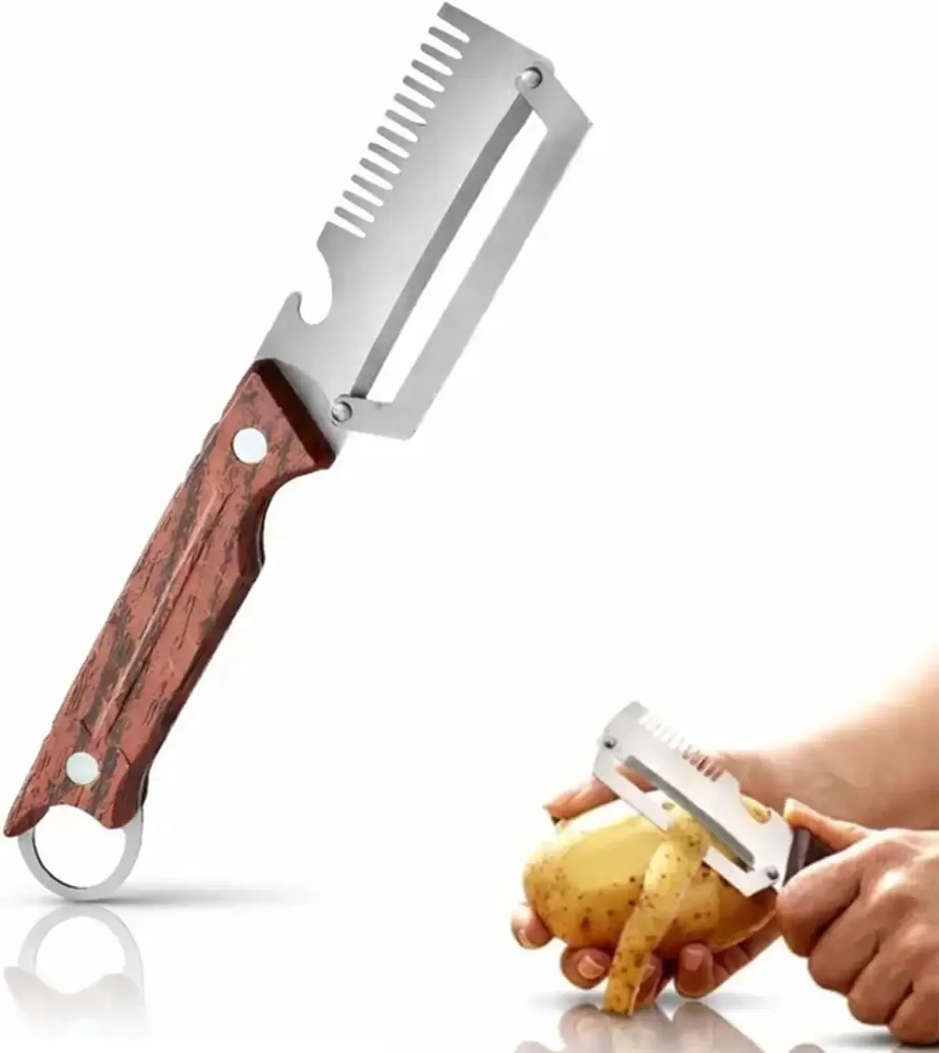 2026 3in1Multi-Functional Vegetable Peeler Stainless Steel Fruit Peeler Knife with Handle for Peeling Fruits Shredding Scallions